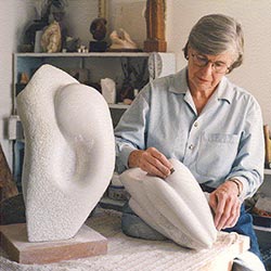 Sculptor Frances Dillon Foley in her studio