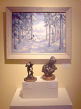 Man in Snow and sculptures by Hugh Hockaday